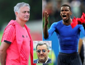 Jose Mourinho, Paul Pogba and Mino Raiola